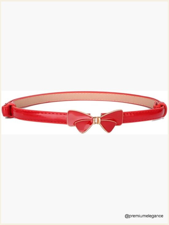 Thin Patent Leather Waist Belt with Unique Buckle